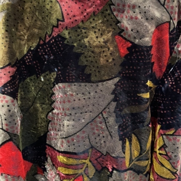 VINTAGE Lira Velvet Leaf Print Swing Jacket SZ S - Picture 4 of 6